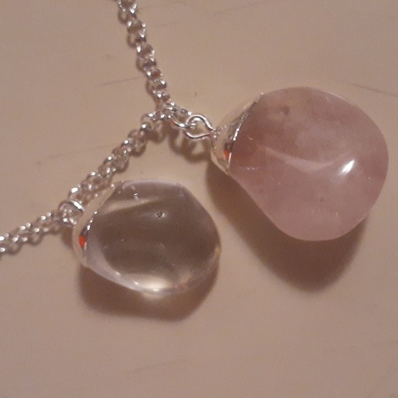 beautiful Artisan rough cut multi gemstone necklace ( 16- 18 inch ) silvertone. - Picture 4 of 6